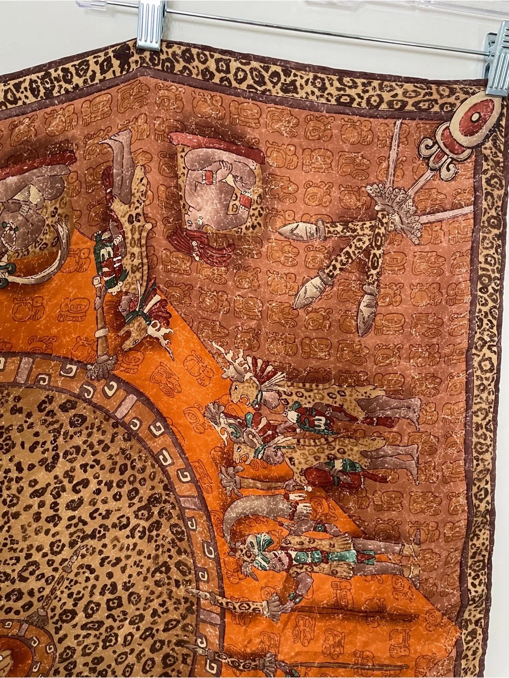 Pineda Covalin leopard designer square silk scarf Egyptian patterned Mayan tribe